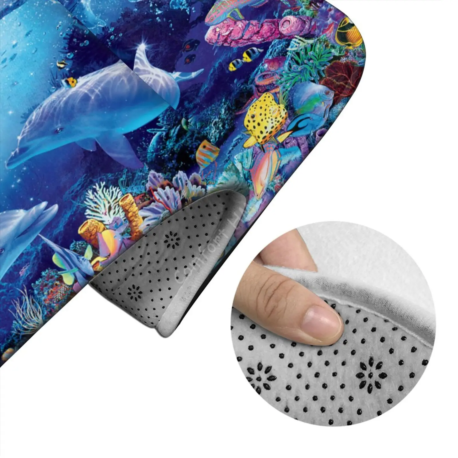 Dolphins Ocean 3 Pieces Toilet Cover Non Slip Mat Bath Rugs Toilet Seat Bath Rug Accessories for Bathroom Decor Bathroom Mat Set