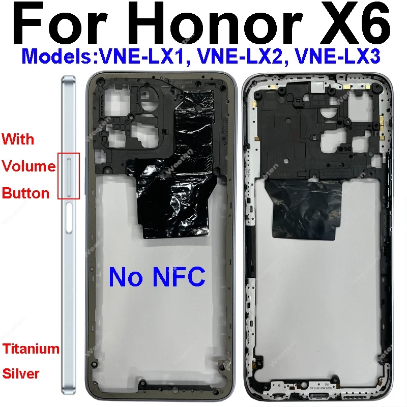 Middle Frame Housing For Huawei Honor X6 VNE-LX1 Middle Frame Bezel Cover with Side Button Replacement Repair Parts