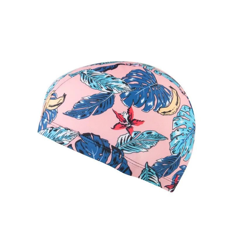 Waterproof Leaf Print Swimming Cap with Ear Protection and Non-Slip Design for Adults - Perfect for Pool, Beach, and Summer Fun