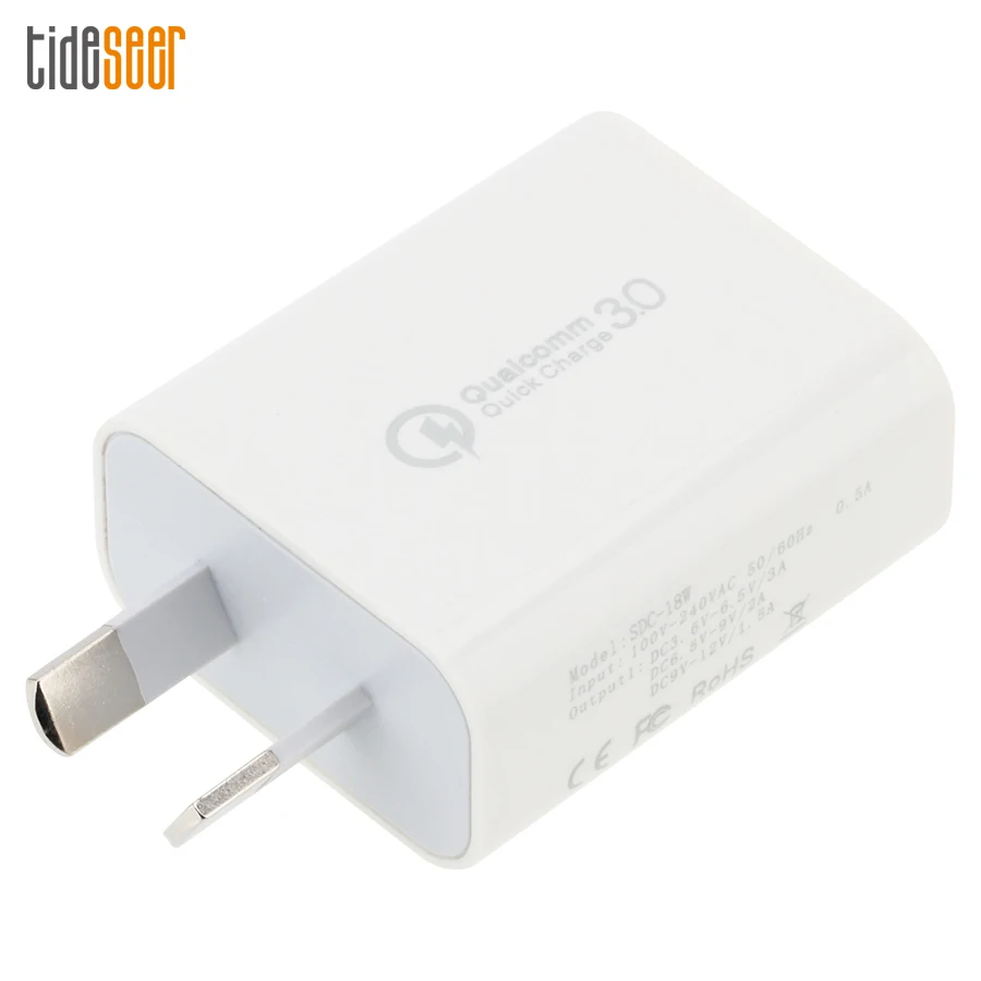 USB Power Adapter for Xiaomi Samsung HTC Huawei Fast Charger 18W Quick Charge QC3.0 AU Plug Usb Wall Mobile Chargers 100pcs