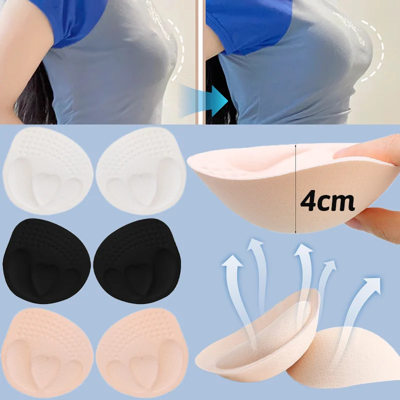 4cm Thickness Push Up Bra Padding Inserts Women Underwear Breast Lift Breathable Sponge Pad Bra Pad Lining Swimsuit Bra Inserts