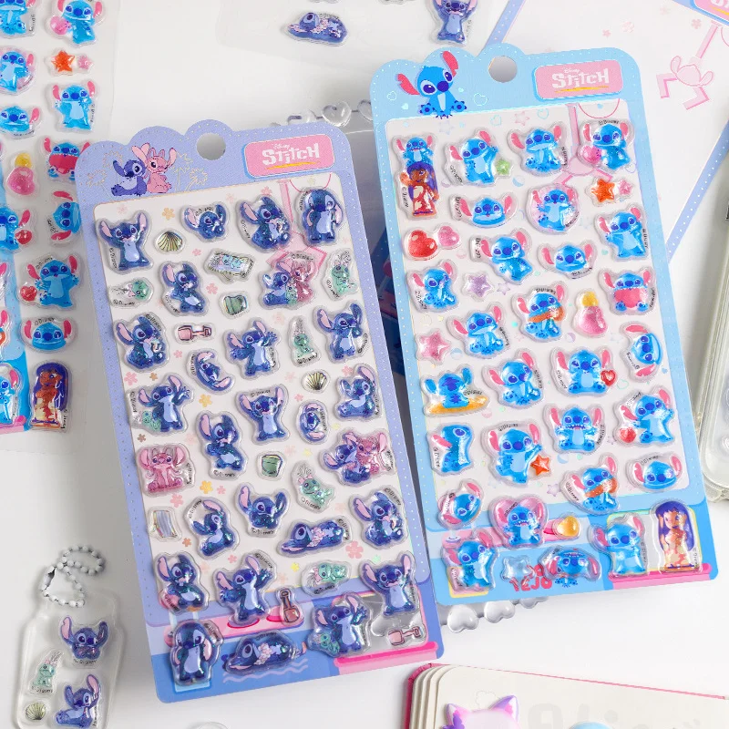 

Kawaii Anime Disney Stitch 3d Crystal Sticker Cute Embossed Diy Mobile Phone Case Decoration Sticker Hand Account Sticker Gift