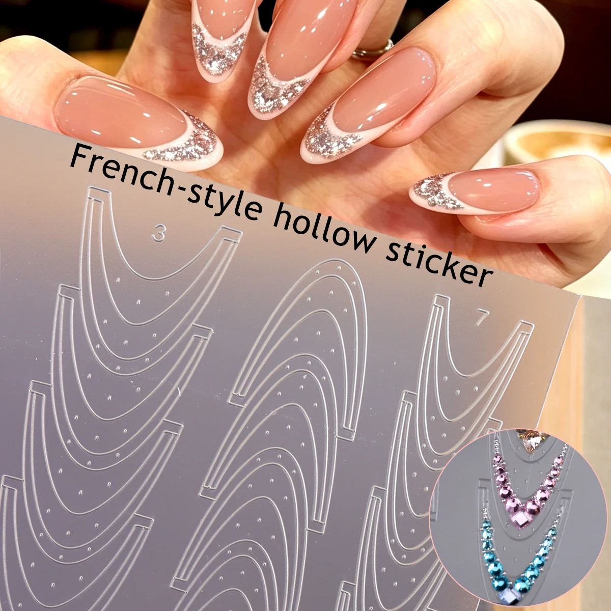 Hollow French Manicure Stencils Sticker Multi‑Size French Tip For Airbrush Pudding Gel, Fit Short Medium Long Oval Nails Salon H