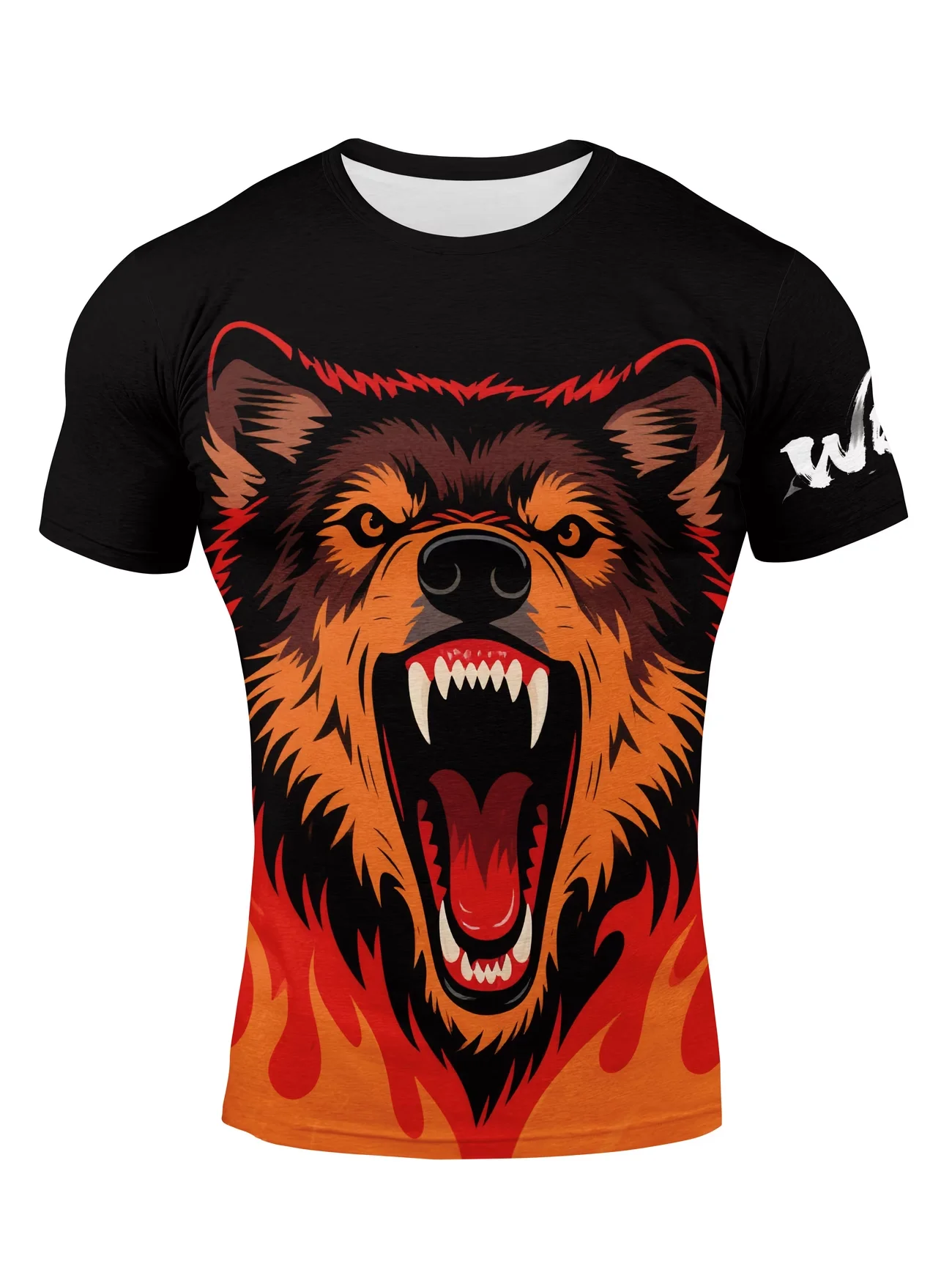 Angry Bear Flame Print T Shirt For Men Breathable Soft Casual Tee Ferocious Bear Graphic Streetwear Gym Fitness Summer Tops