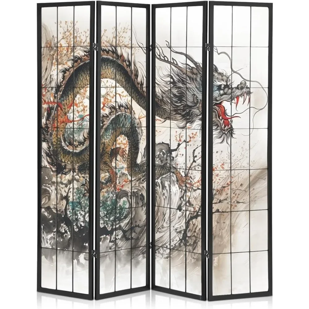 

Portable Partition Folding 4-Panel Shoji Screen Room Divider Asian Room Separators Divider Wall Panels Screens Dividers Home