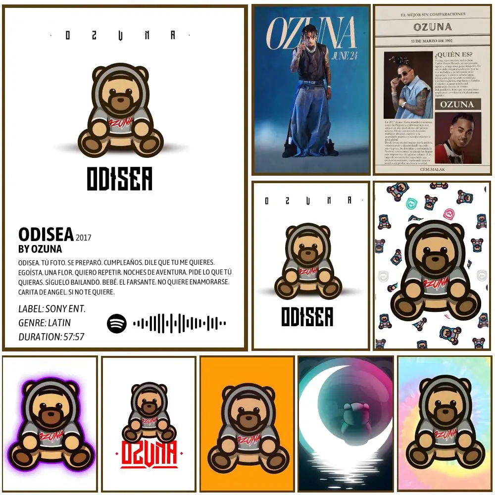Famous Reggae Rock Singer O-Ozuna Poster Self-adhesive Living Room Bedroom Party Bar Decor Moisture-proof Fade-resistant HD