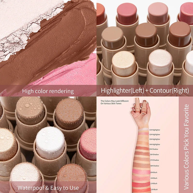 Trucco viso marrone Bronzer Contour Stick Contouring Bronzer Stick evidenziatore illuminante fard Stick Rouge Cream Concealer Pen