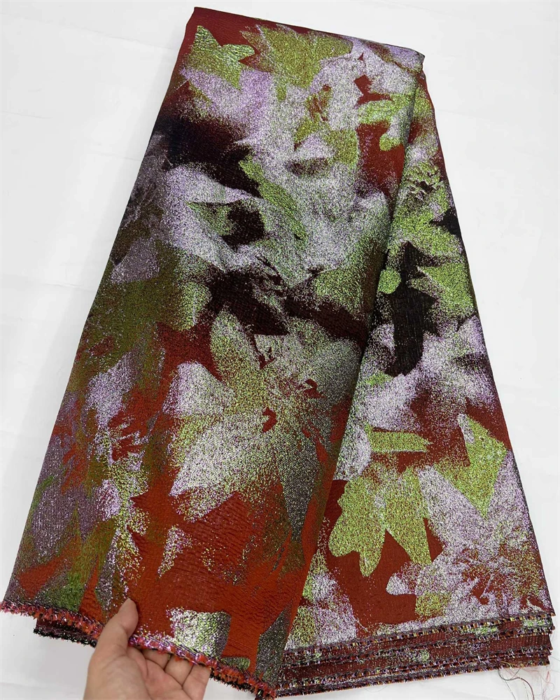 Brocado de Jacquard africano para mujer, tela de lujo, Material Floral Damasco, encaje dorado nigeriano, Brocard Tissu para manualidades de moda