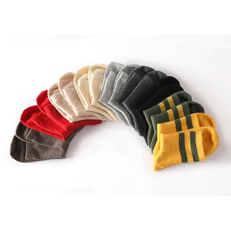 

5 Pairs Sets Winter Cashmere Socks Women's Stripes Wool Knitted Unisex Warm Lightweight Soft Sock Christmas Gift