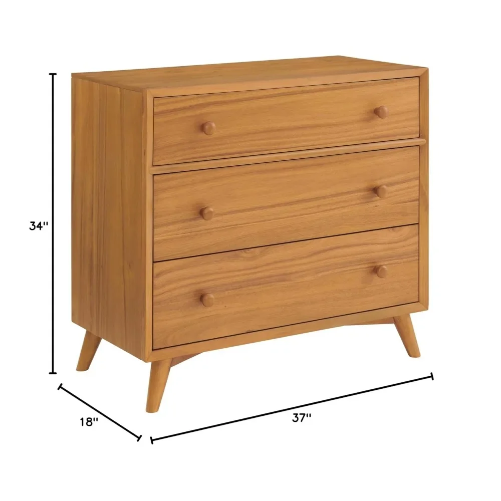 Dawson Modern 3-Drawer Dresser in Honey Brown - Stylish Storage Solutions