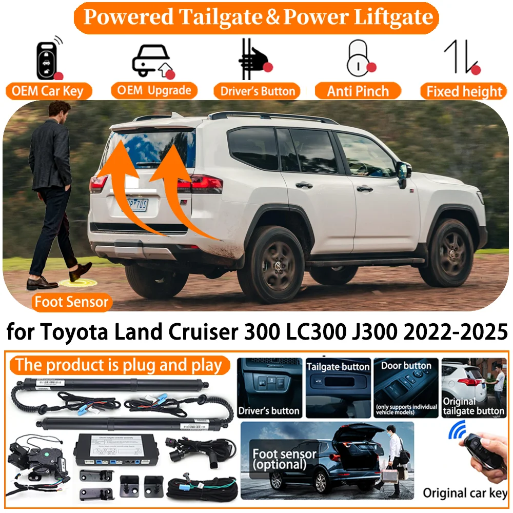 Car Smart Powered Tailgate System for Toyota Land Cruiser 300 LC300 J300 2022 2023 2024 2025 Auto Electric Power Tailgate Kit