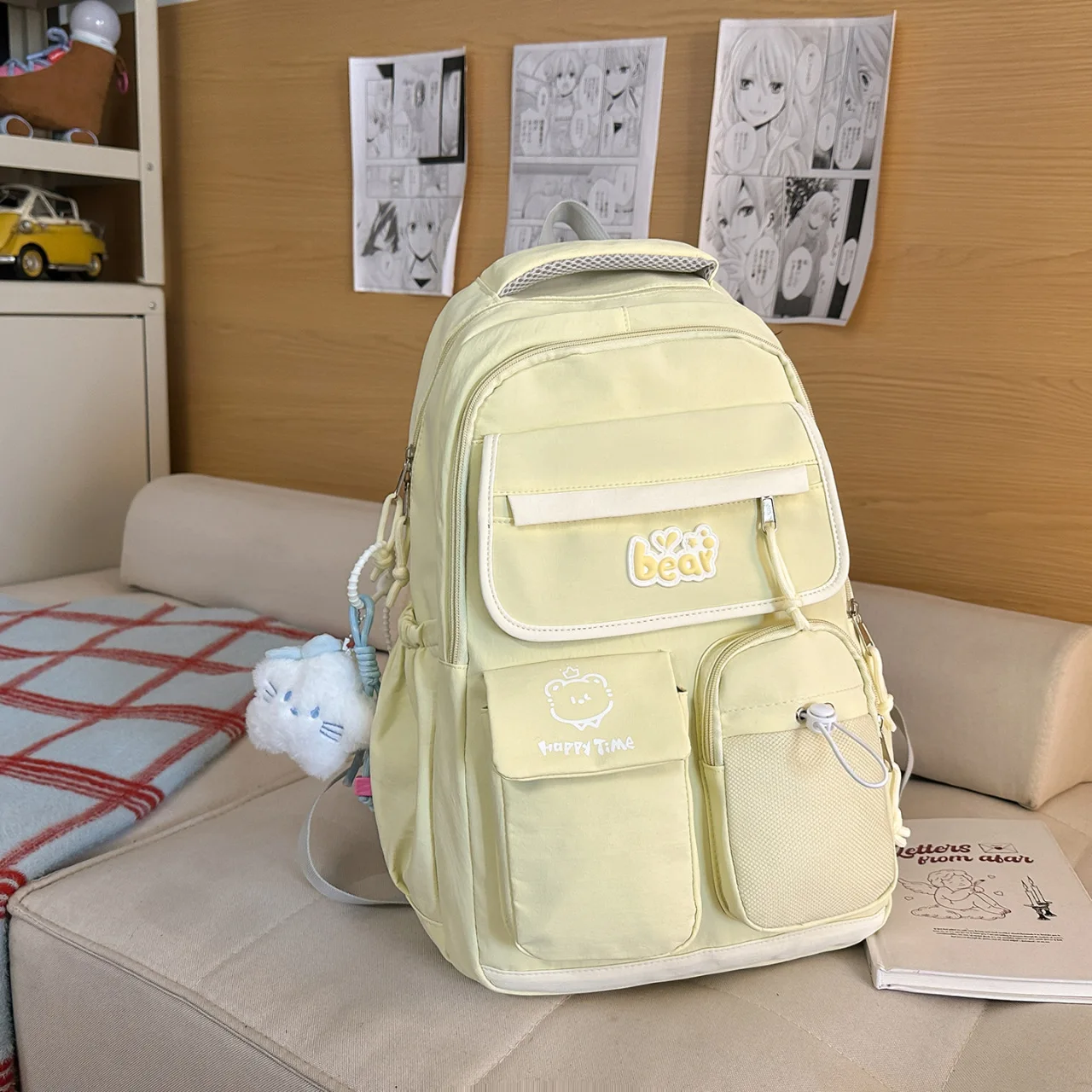 

Japanese Ins College style backpack with pendant versatile large capacity backpack for women school bags for middle school girls