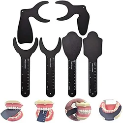 Placa de fundo preto ortodôntico dental, placa de contraste de imagem fotográfica, placa bochecha oral com marca de escala, ferramentas autoclaváveis, 6pcs