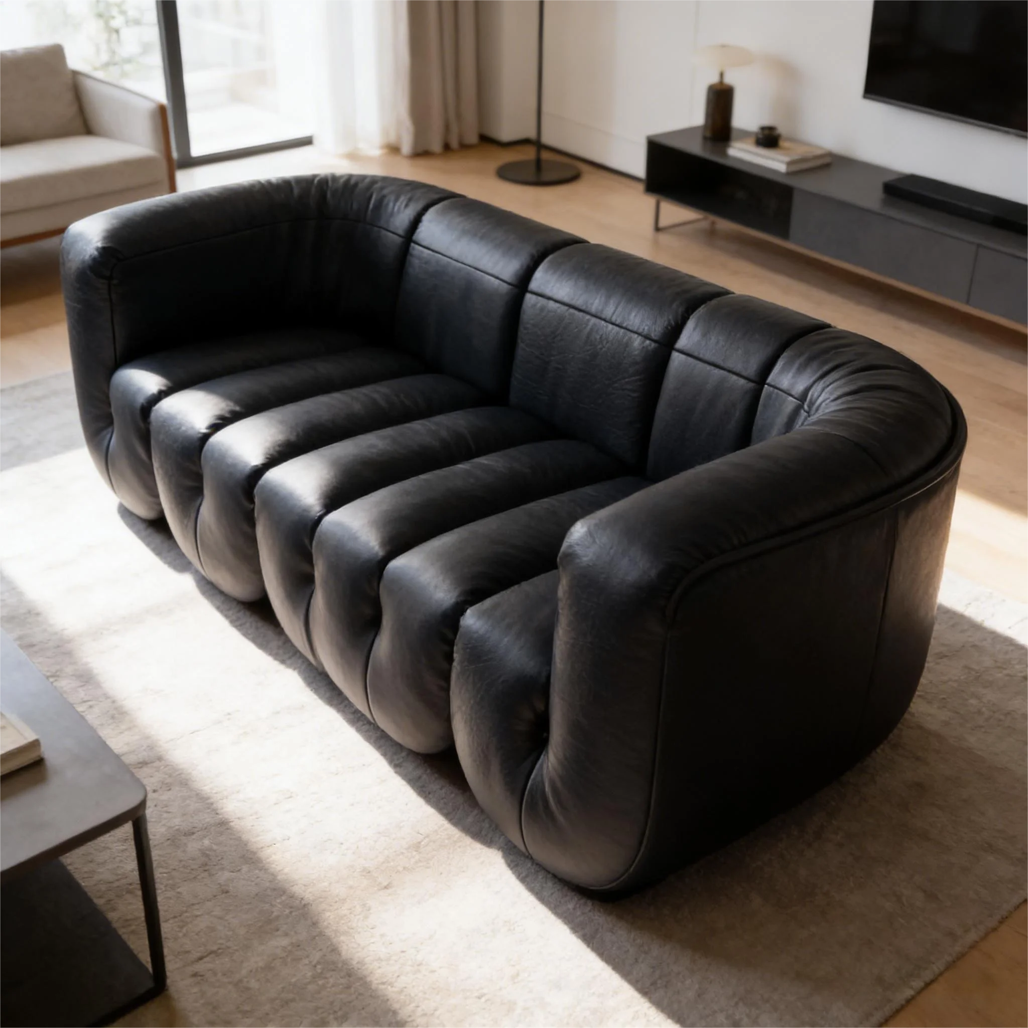 Leather Bubble Modular Sofa Minimalist High-end Style Living Room Sofas Wrapped Seat Surface Comfortable & Fit Sofa