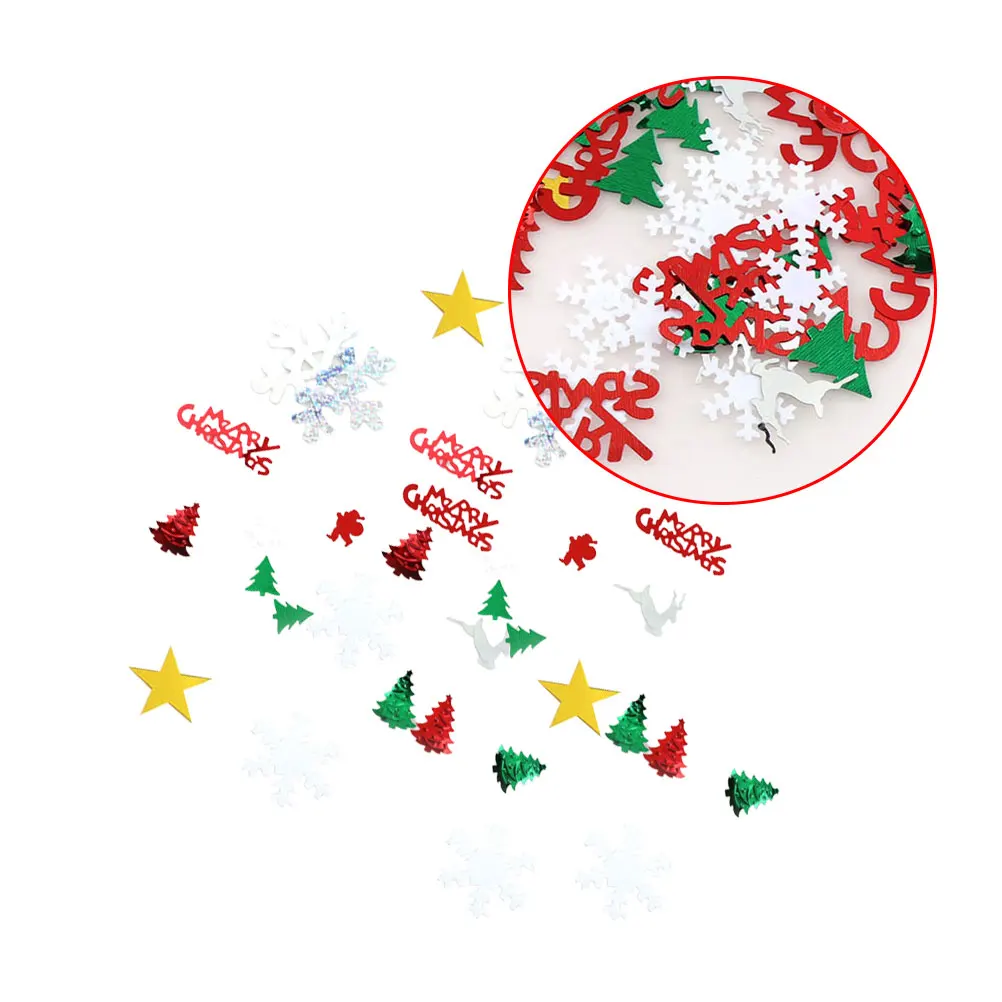 

300pcs Christmas Confetti PVC Glitter Decorations Reusable Sequin No Falling Party Home Office Bar Cafe Tree Decorations