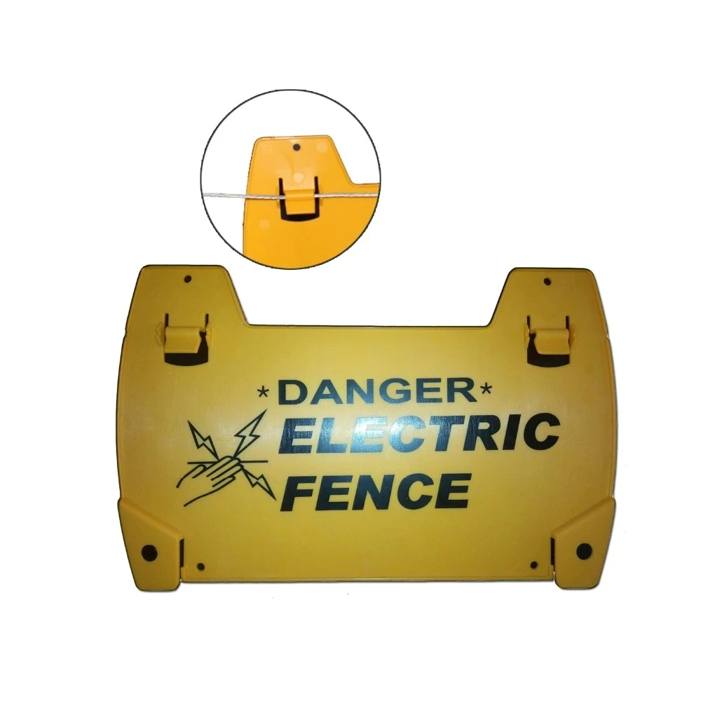 Electric Fence Warning Sign for Farm Garden Livestock Chick Dog Sheep Animals Fencing Plastic Danger Warning Board Sheet Orrange