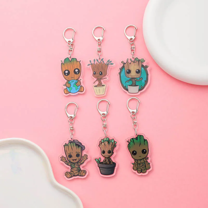 Anime Guardians of the Galaxy Acrylic keychain Accessaries Cartoon Funny  Schoolbag Pendant Charm Car Cute Keyring Friends Gifts