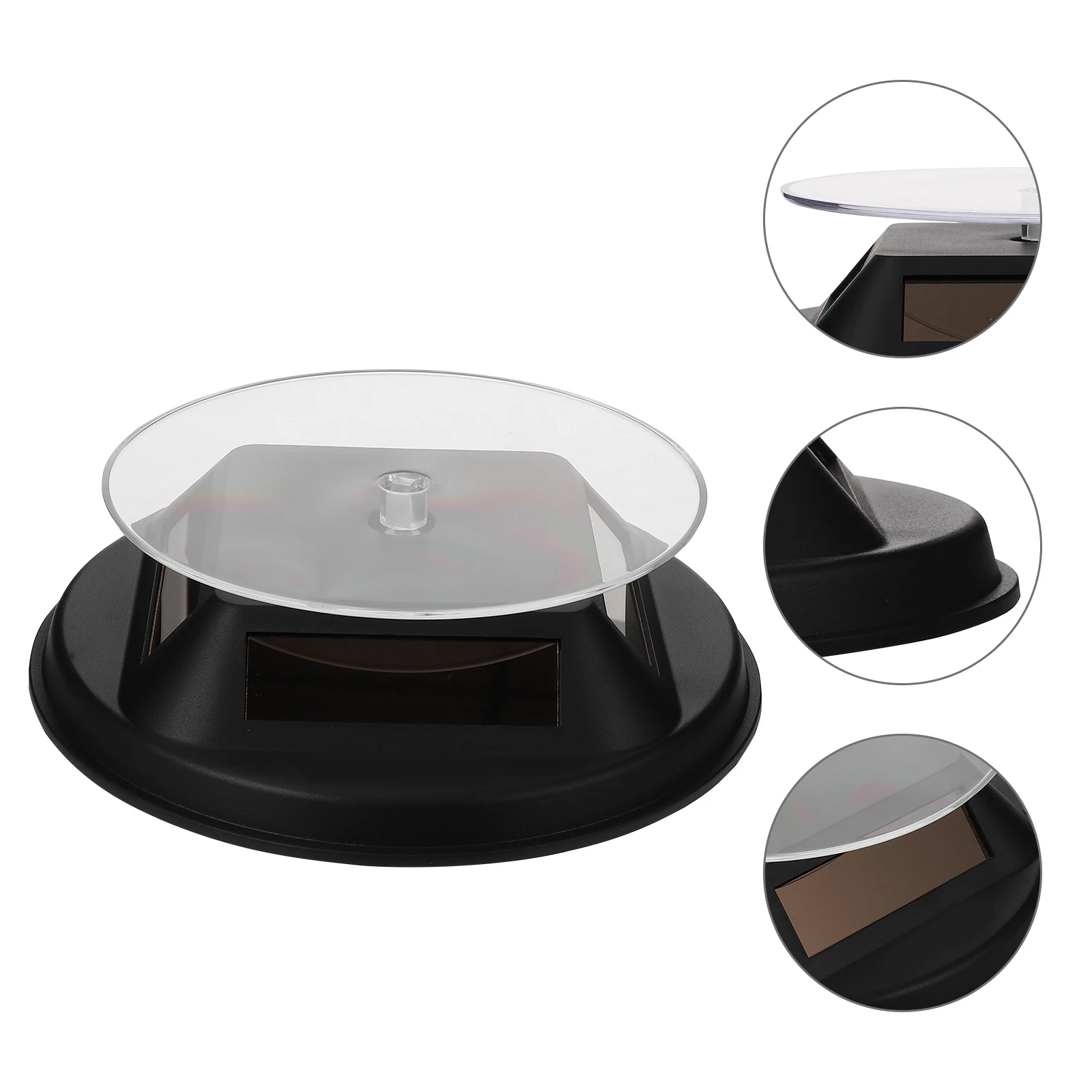 

Solar Powered 360° Rotating Display St for Jewelry Watch Collectibles Black High Quality Long Life Energy Saving
