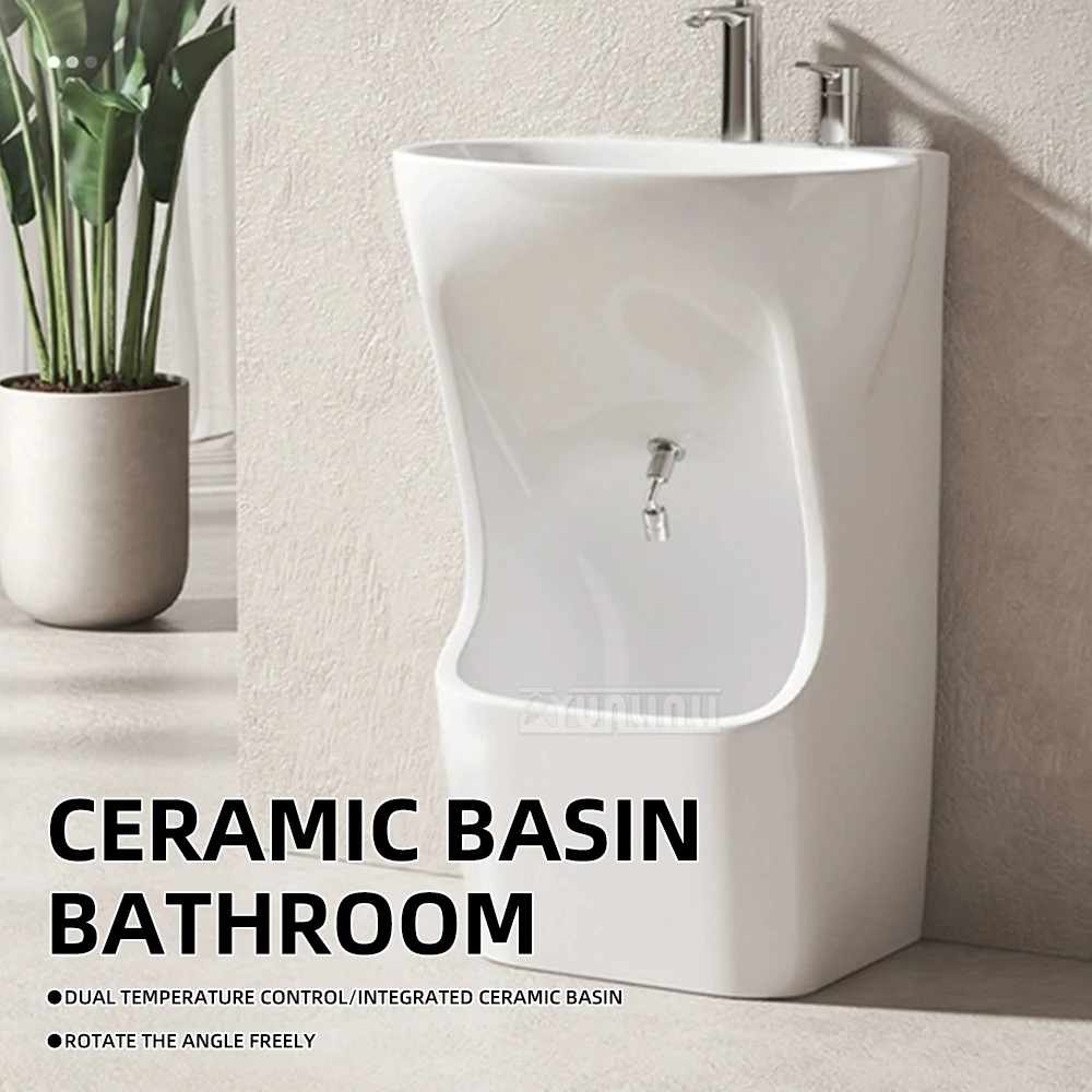 Ceramic Portable Bidet Washer, All-in-One Hand and Foot Washing Bowl for Bathroom