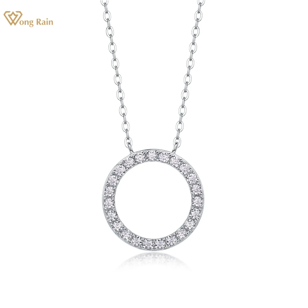 

Wong Rain 100% 925 Sterling Silver VVS1 3EX D Color Real Moissanite Diamonds Gemstone Round Pendant Necklace Fine Jewelry GRA