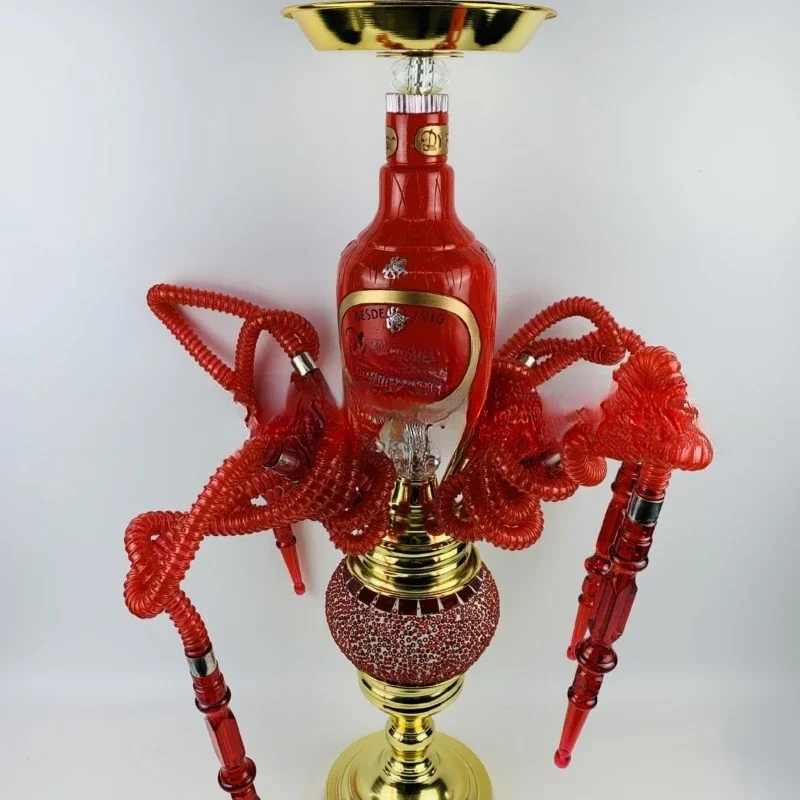 

Бутылка для кальяна Shisha Bottle Bar, большая бутылка для кальяна с подсветкой, двойная трубка, четыре трубки