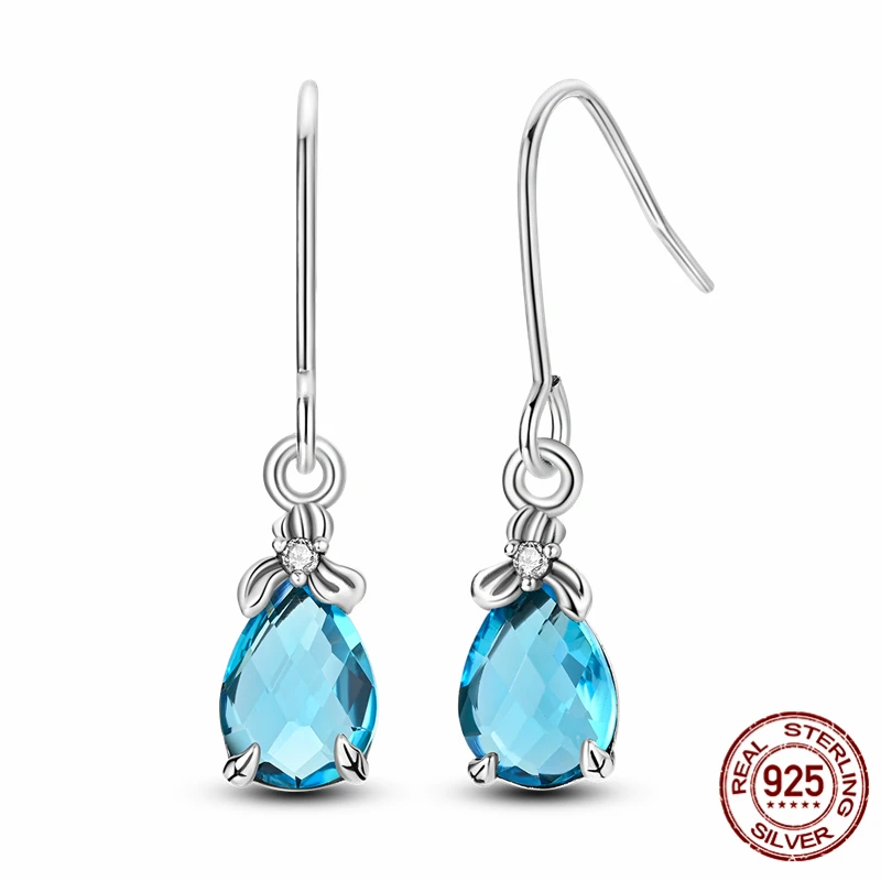 

NEW Original Design 925 Sterling Silver Fashion Orioles Tail Flower Gem Earrings Jewelry Women's Fashion Party Birthday Gift