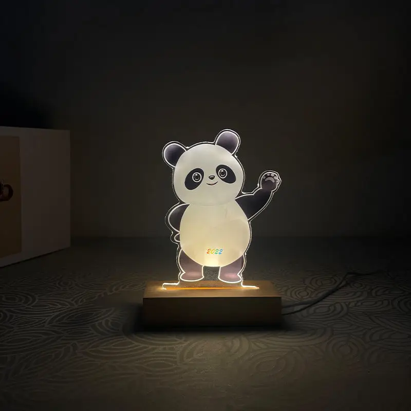 Panda acrylic night light female cute children gift football mascot creative atmosphere table lamp