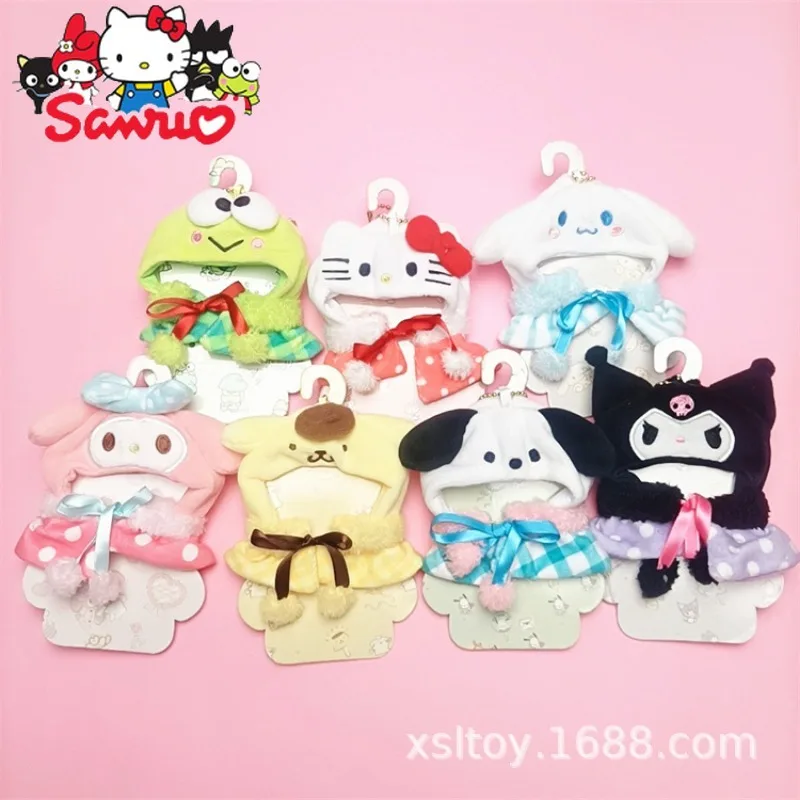 Sanrio Melody Kuromi Hello Kitty Cinnamoroll Pochacco Japanese Cute Cartoon Plush Toy Doll Clothes Kulomi Plush Doll Cape 9cm