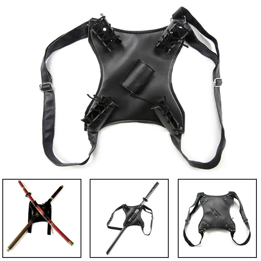 Черный кожаный рюкзак Дэдпула, костюм для косплея, задние ножны для меча, держатель катана, рыцарь, аксессуар для ролевых игр, чехол