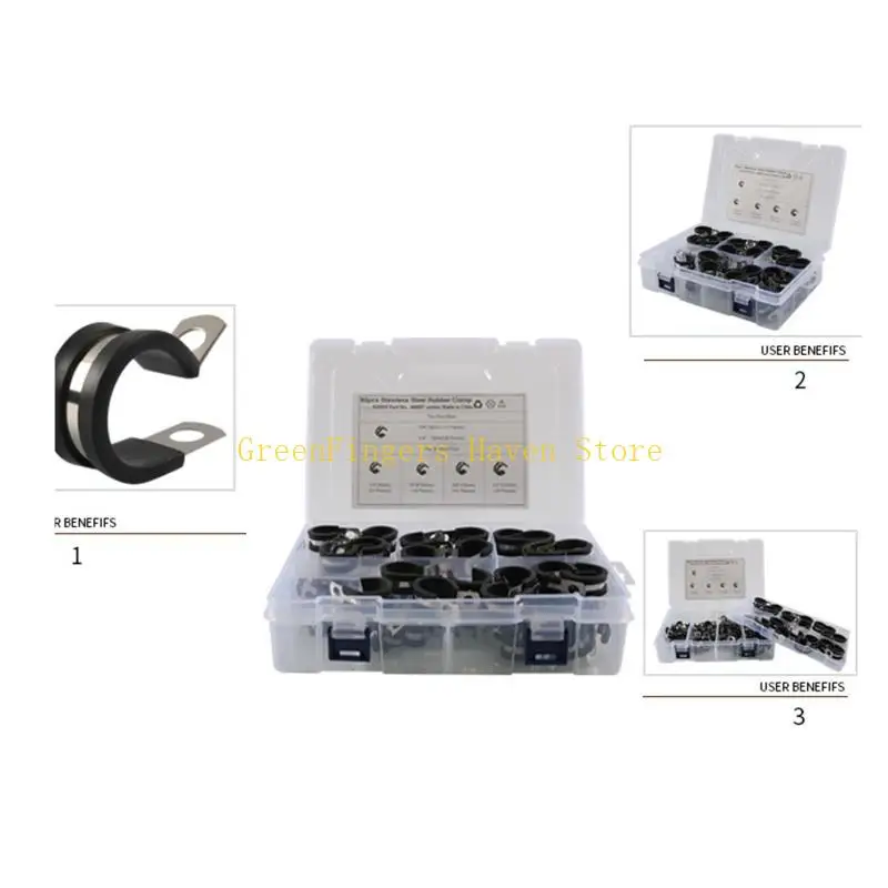 F68D High Performance Cable Clamps Assortment 304 Stainless Steel Rubber Cushion