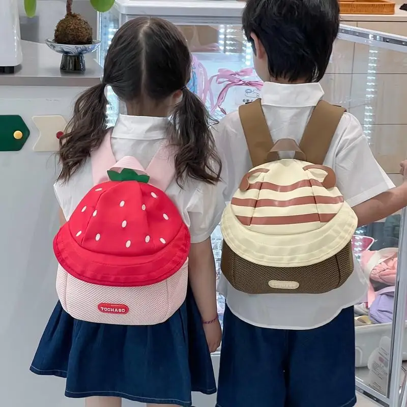 Children's Backpack Cute Cartoon Fruit Hat Dual Shoulder Bag 2026 New Style Unisex Toddler Nursery School Bag Fitness Scene