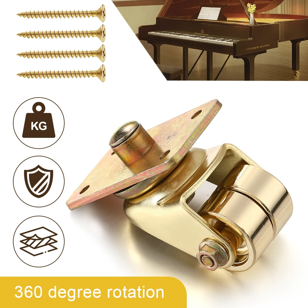 1/4Pcs Piano Casters Furniture Caster Metal Sliding Caster Wheel Wear-Resistant Rust-Proof for Upright Piano Furniture