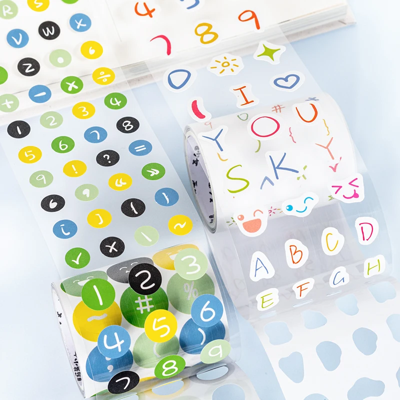 Yoofun 5x200cm Sweetheart Password Paradise Collage Tape Stickers Kawaii Number Masking Tape Creative DIY Journal Stationery