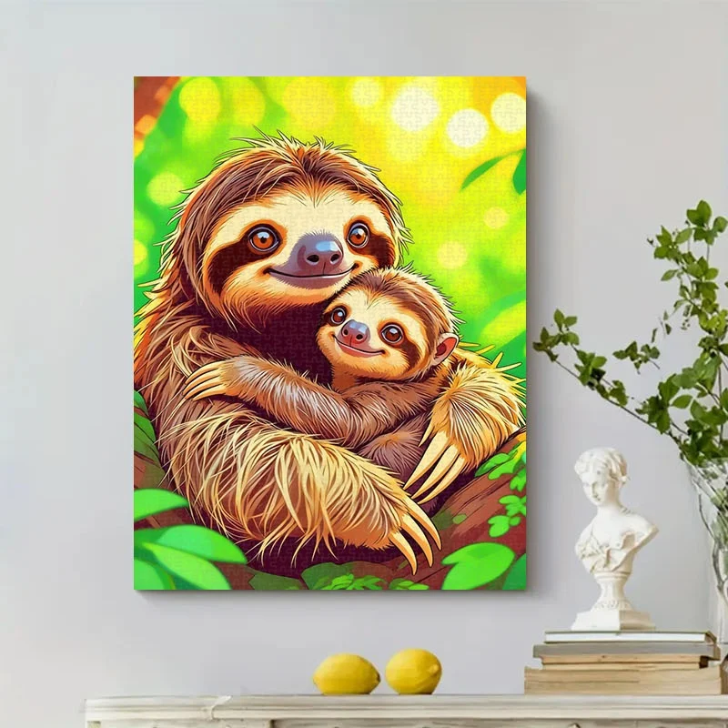 Puzzle di famiglia di bradipo da 1000 pezzi adatto per adulti e famiglie - Libro di puzzle antistress, gioco di cartone portatile fai da te, Ch