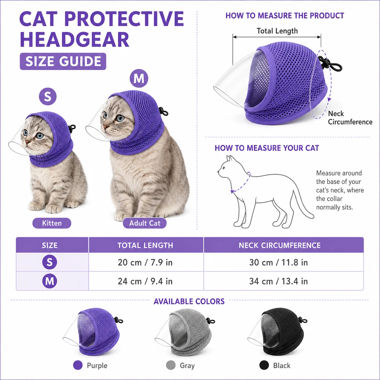 New Cat Headgear Anti-Licking Anti-Scratch Prevent Eating Not Blocking The View Breathable Cat Mask Pet Supplies