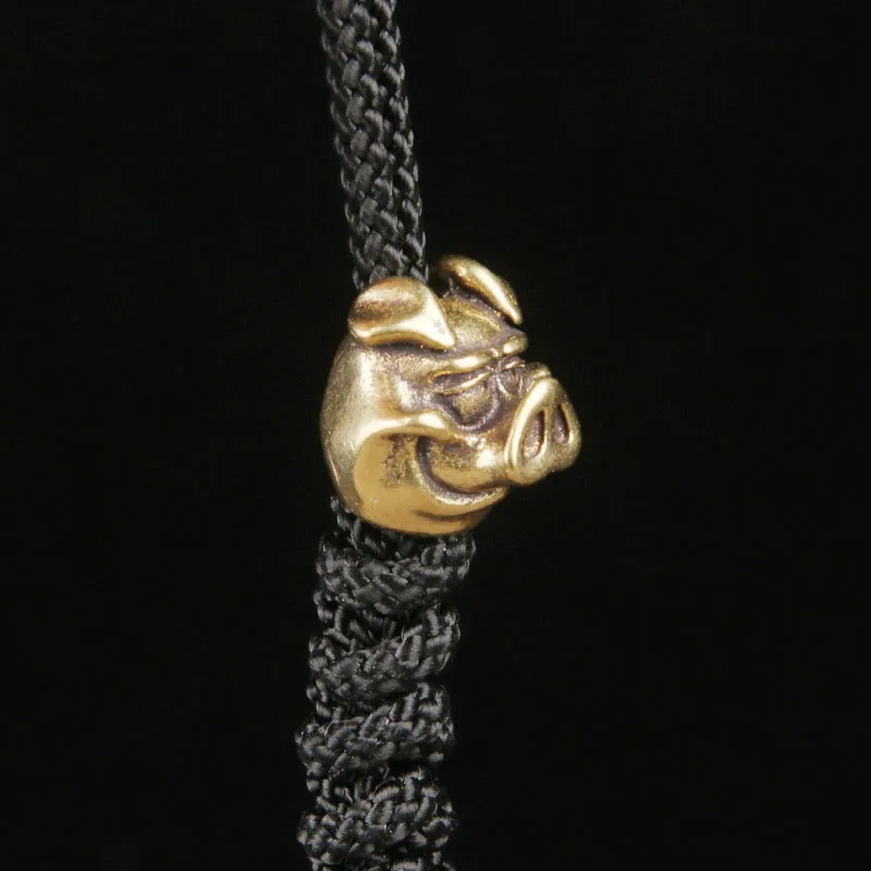 Brass Hate Pig Paracord Bead EDC Knife Lanyard Pendant DIY Keychain Charm Spacer Bead 2026 Hot Selling Cross-border Trend Item