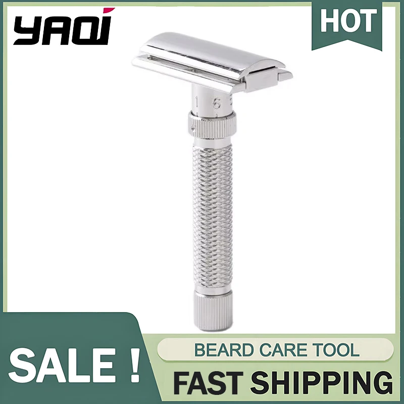 Yaqi Ultima Stainless Steel Adjustable Mens Safety Razor 77mm Stainless Steel Handle Provide Comfortable Non-Slip Grip For Male
