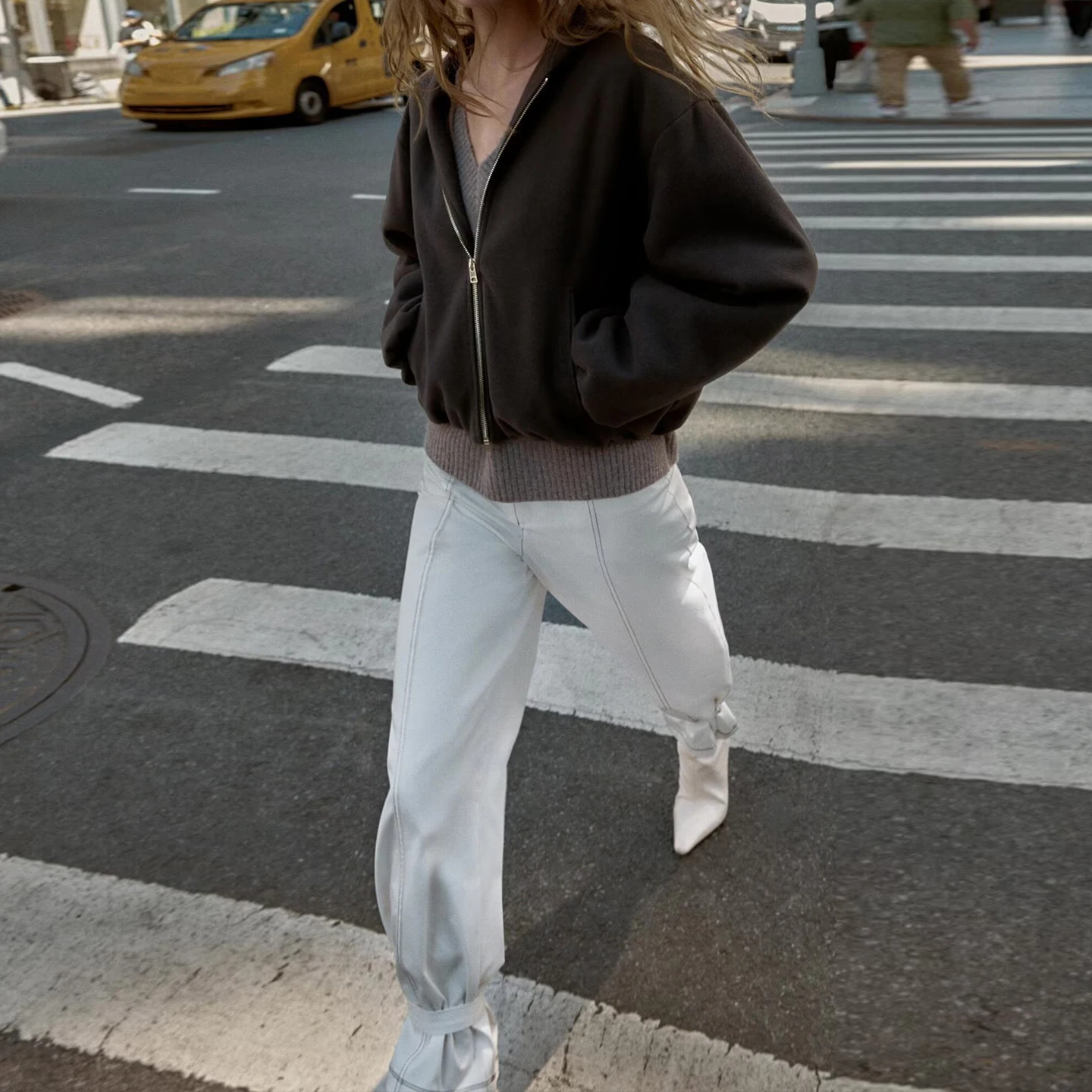 Z Women's Faionable Elastic Hem Hooded Jaet ort Coat Long Sve Zipper Closure Versatile Sli Autumn Outerwear