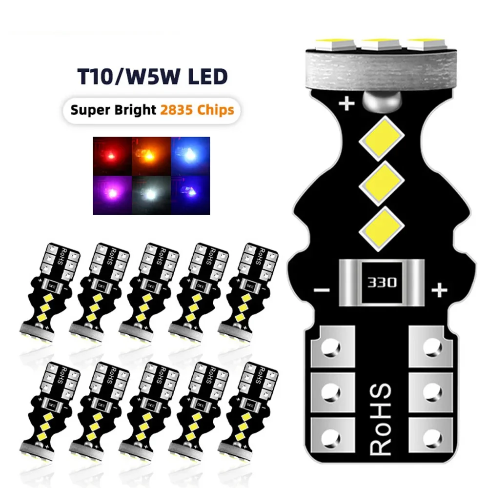 

10Pcs W5w T10 Led Lamp 2835 9 Chip T10 LED Canbus Signal bulb Clearance Lights Interior Dome Side Marker Light