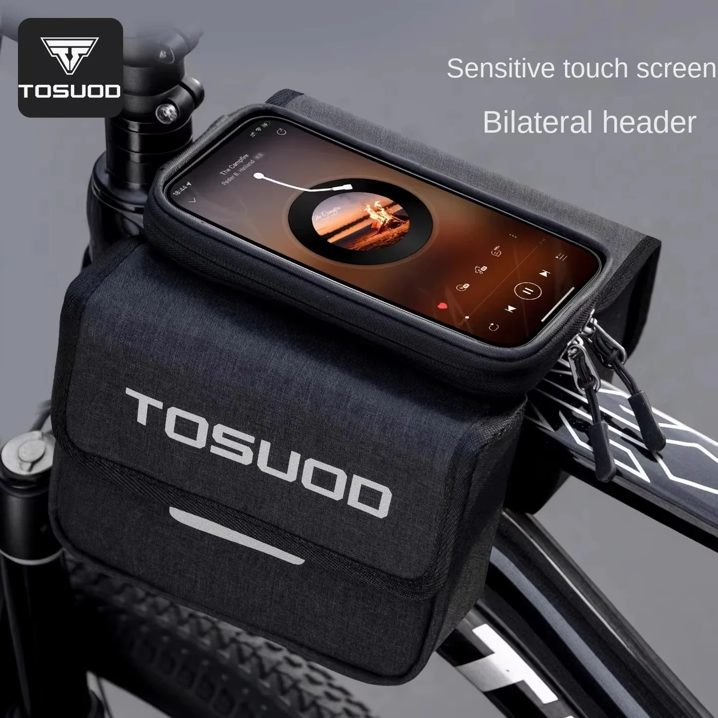 

TOSUOD 2L Водонепроницаемая велосипедная сумка с передней балкой, подходящая для горных велосипедов, трубок, подвески для мобильных телефонов, аксессуаров для оборудования