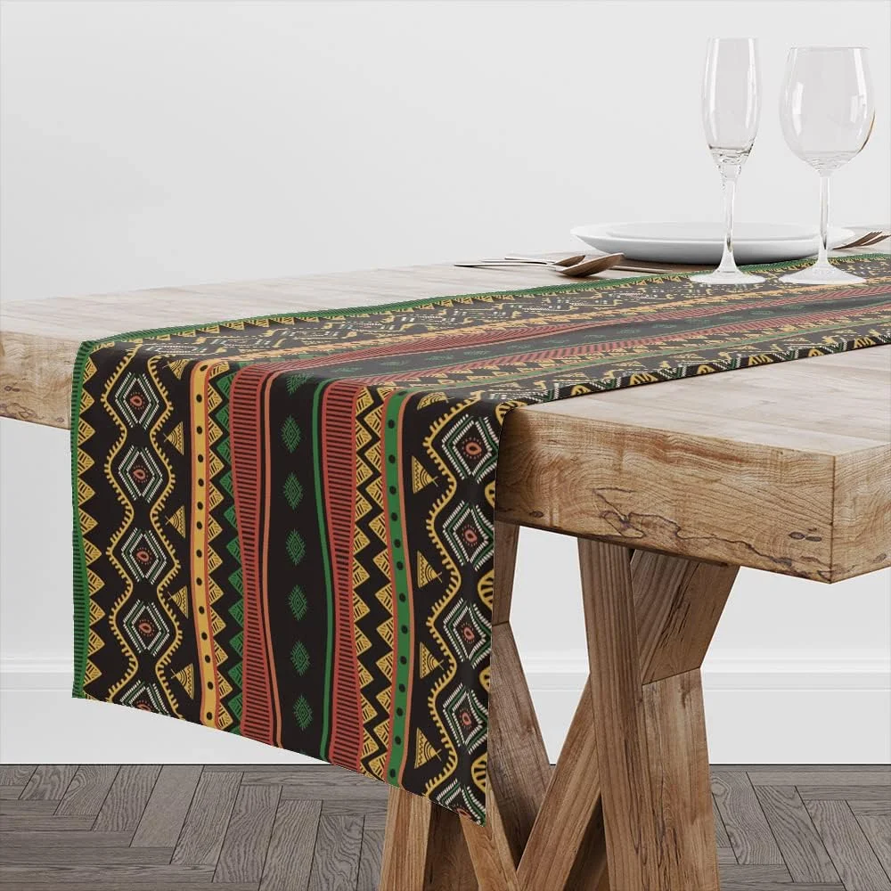 VIKAMA Traditional African Tribal Table Runner Decorates Restaurant Kitchen Home Retro Decorations Holiday Parties