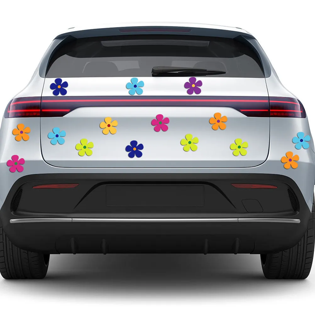 24 Pcs Car Flower Magnets Decoration Fridge Cute Magnetic Decals Sticker Funny Refrigerator PVC Decorative