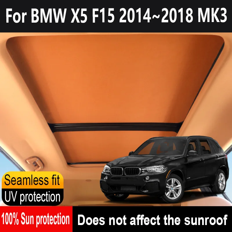 Car Panoramic Sunroof Insulation Roof Visor For BMW X5 F15 2014~2018 MK3 Anti-UV Electrostatic Adsorption Sky Curtain Sunshade