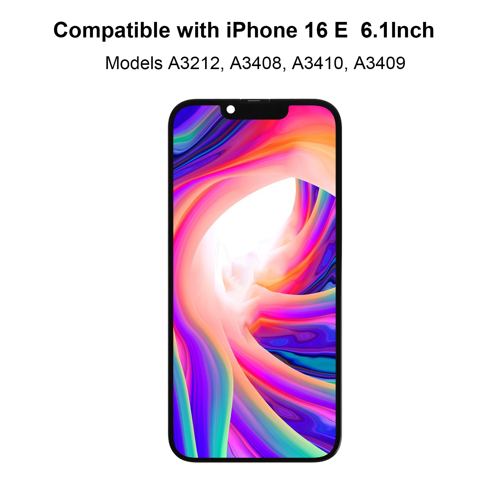 Screen Replacement for iPhone 16e 6.1-inch LCD Touchscreen with Replaceable IC, Tools Included