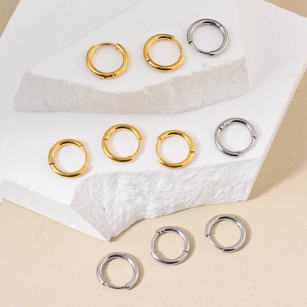 Großhandel 10 Stück/Los (5 Paare) Edelstahl 2mm Draht-Creolen Damen-Ohrringe Herren-Punk-Hiphop-Schmuck Geschenke Modeschmuck – Detail 4
