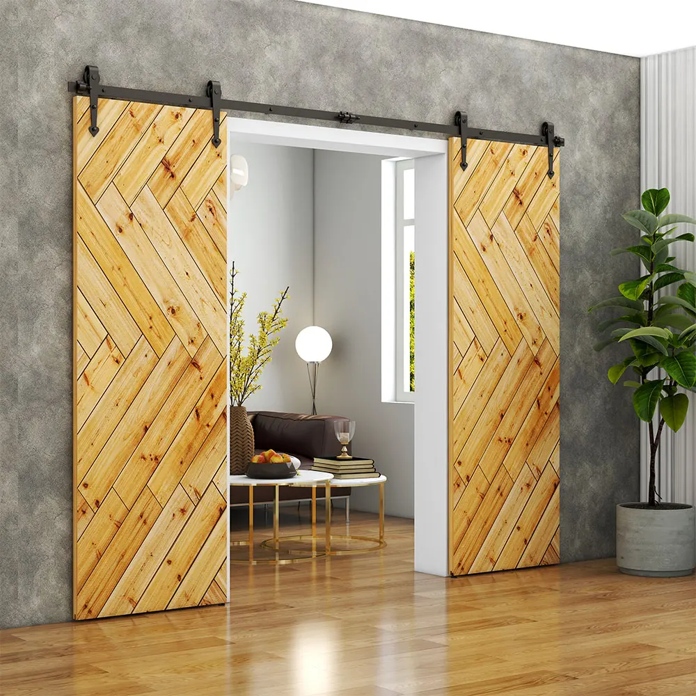 Sliding Barn Door Hardware Kit Heavy Duty Smoothly and Silently Easy to Install Fit Single Door Panel Heart-Shaped Style Black