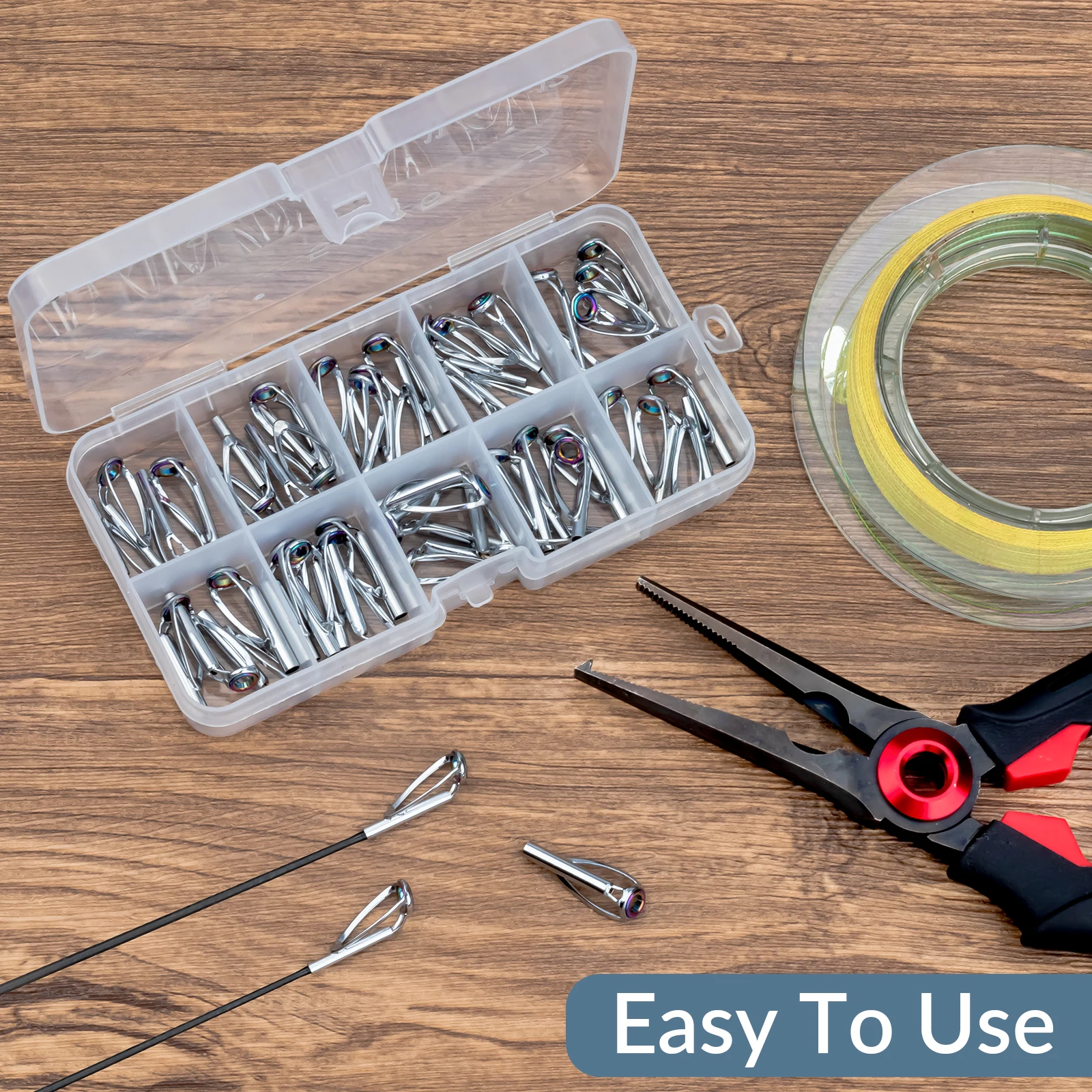 50pcs Fishing Rod Top Tip Repair Kit 1.2-3.2mm Diameter Stainless Steel Fishings Pole Top Tips Replacement Set