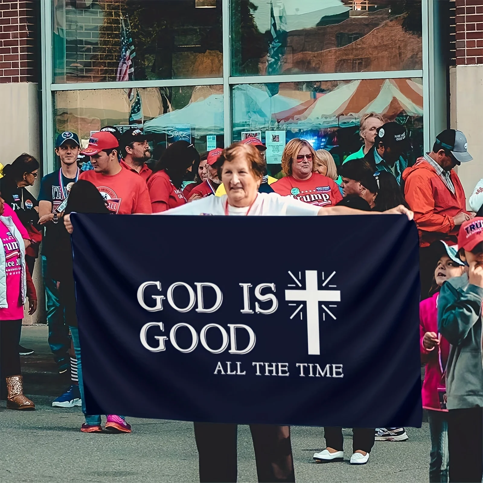God Is Good All The Time Christian Flag Cross Pattern Banner Church Worship Decor Outdoor Indoor Religious Event Flag