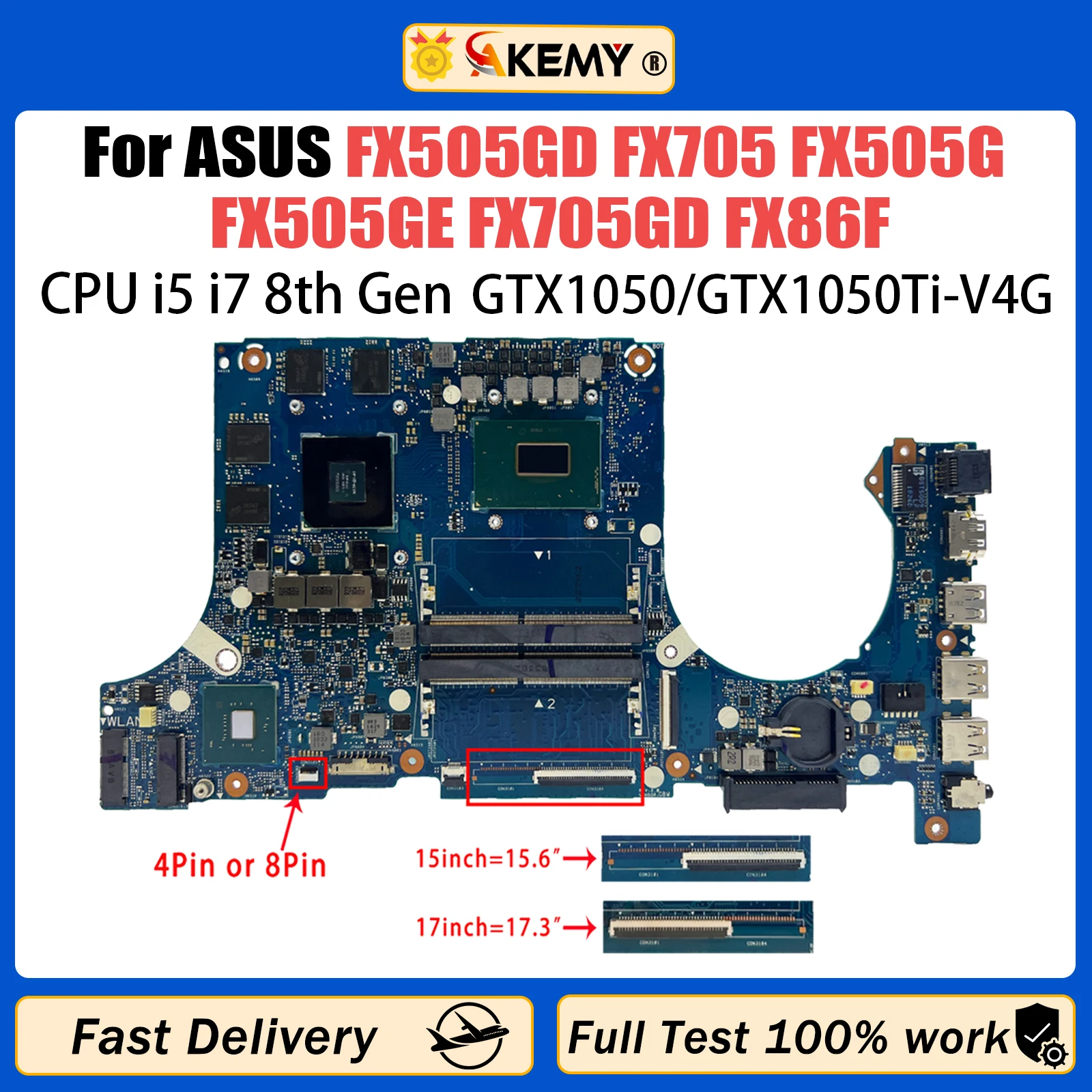 

FX505GD Mainboard For ASUS FX705 FX505G FX505GE FX705GD FX86F Laptop Motherboard With i5-8300H i7-8750H CPU GTX1050/GTX1050Ti