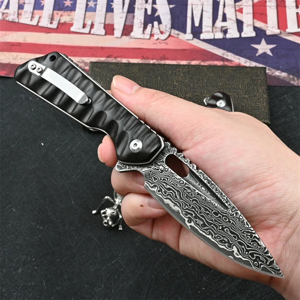 

ST Knives VG10 Damascus Utility Pocket Folding Knife Tactical Military Jackknife for Edc Survival Hunting Self-defense